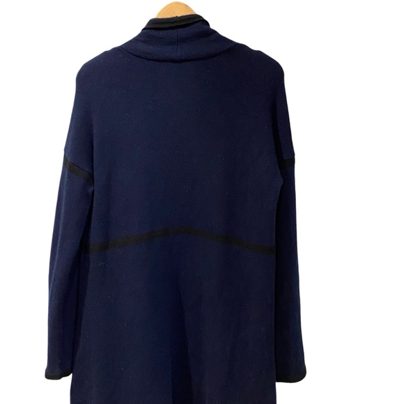 Ladies Navy Super Soft Cashmere Waterfall Open Sweater Cardigan with Pockets L - Picture 5 of 7